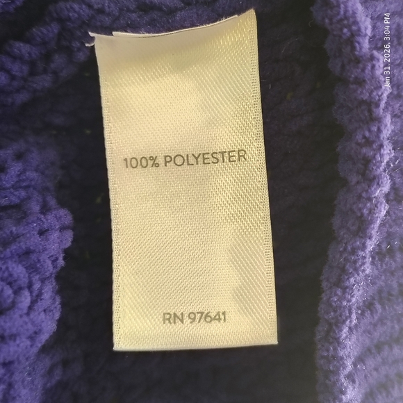 J. Jill Chenille Sweater Womens Small Purple Cable Knit Pullover Fisherman Style - Picture 5 of 9